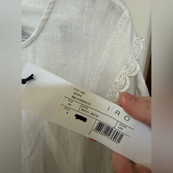 NWT size 40 Large IRO Serenity Boho Dress White Crochet Overlay Lined Womens - Picture 5 of 5